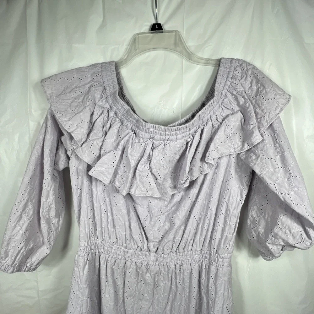 MICHAEL Michael Kors‎ Womens Lavender Off The Shoulder Eyelet Dress Size Medium